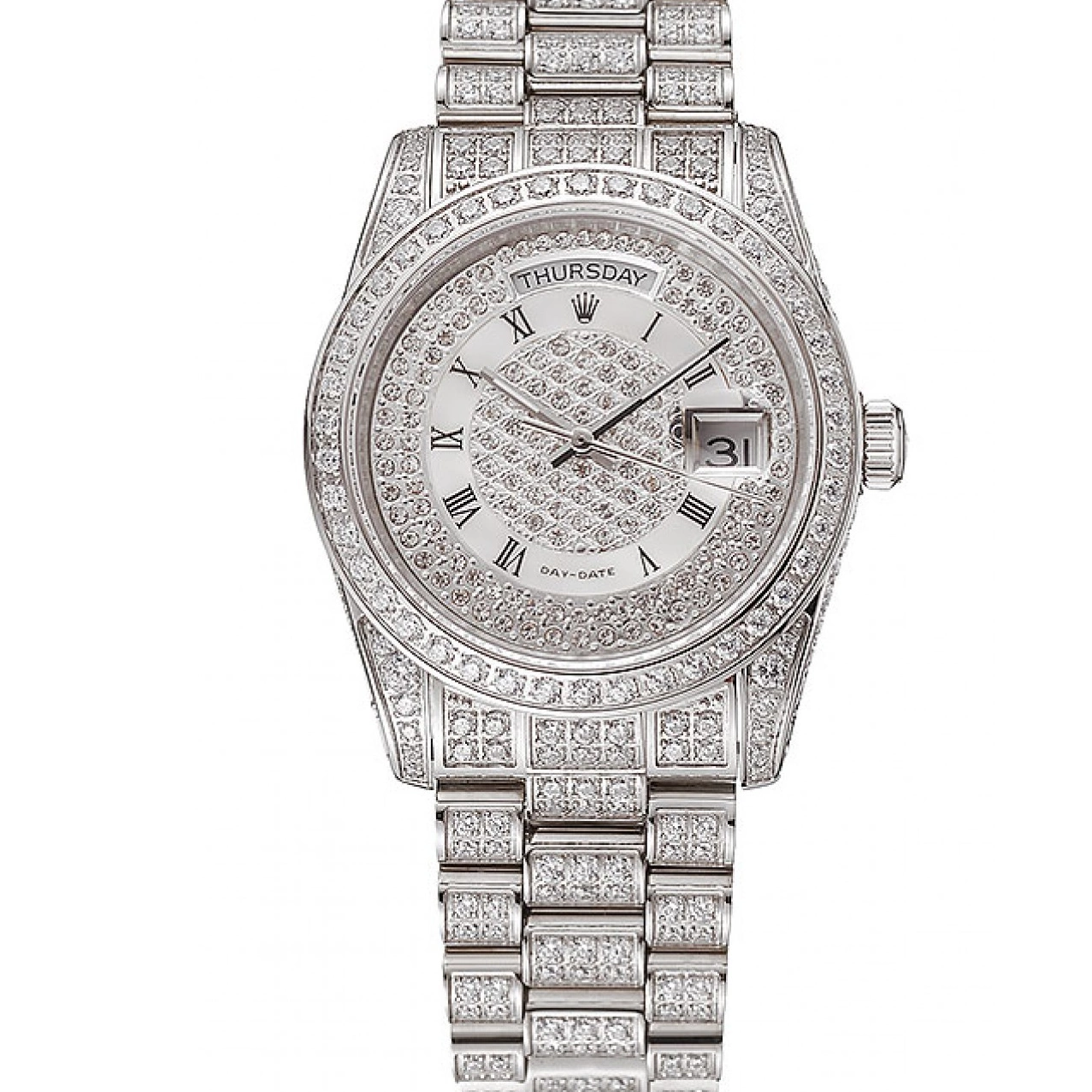 AAA Replica Watches Diamond Diamond Case Rolex Bracelet Diamond Dial Swiss Day-Date 1453950 Pave 0711